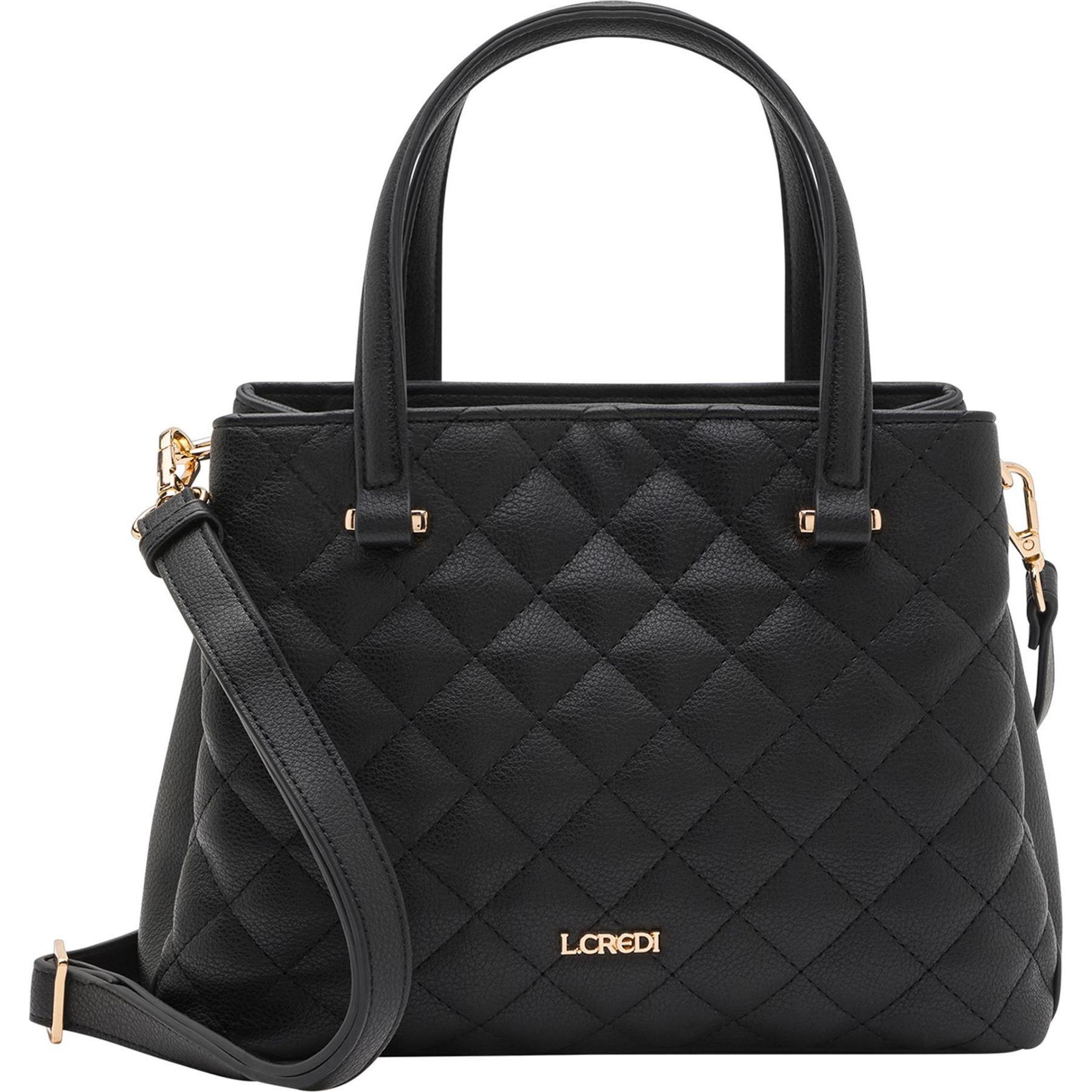 L.Credi, Handtasche, Orsina Schultertasche 25 cm, Schwarz