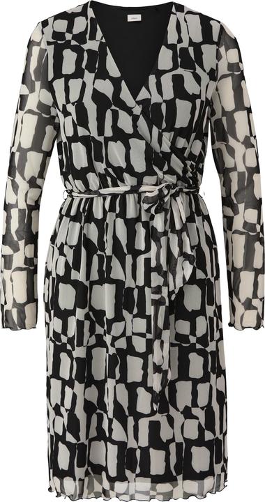 S.Oliver Kleid Elegantes Mesh-Kleid in Wickel-Optik (46)