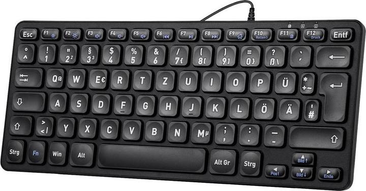 Actual product image Perixx PERIBOARD-432B EN, mini keyboard, USB wired, black (Germany, Cable)