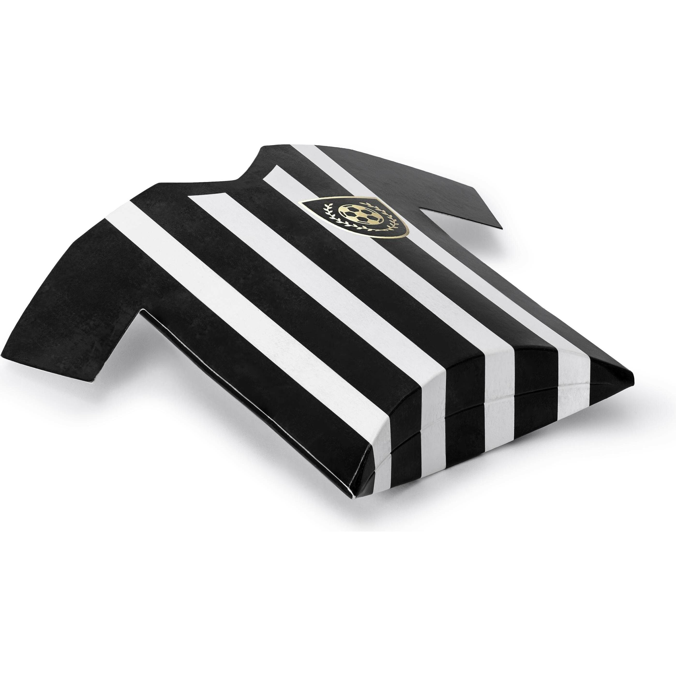 Partydeco, Geschenkverpackung, Geschenkschachtel Fussballtrikot 6 Stück, Schwarz/Weiss (Geschenkbox, 6 x)