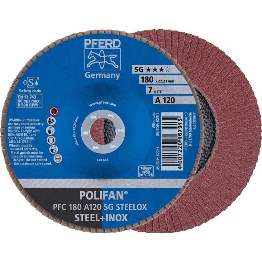 Pferd, Schleifmittel, POLIFAN-Fächerscheibe PFC 180 A 120 SG/22.23 VPE: 10