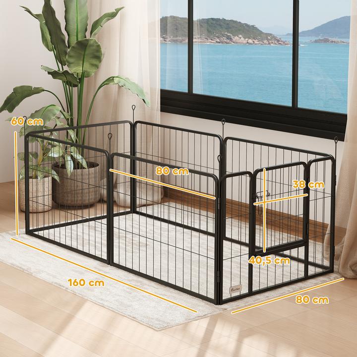 Immagine prodotto PawHut Welpenauslauf Stahl Schwarz (Gabbia per cani)