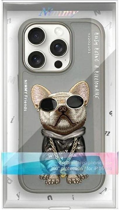 Actual product image Uniq Nimmy case iPhone 16 Pro 6.3" gray Glasses Cool Dog (Apple iPhone 16 Pro)