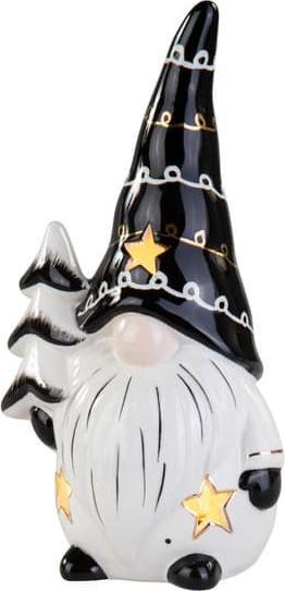 Produktbild MICA Living Wichtel - schwarz/weiss glänzend - mit LED - ca. 10 x 8 x 19 cm