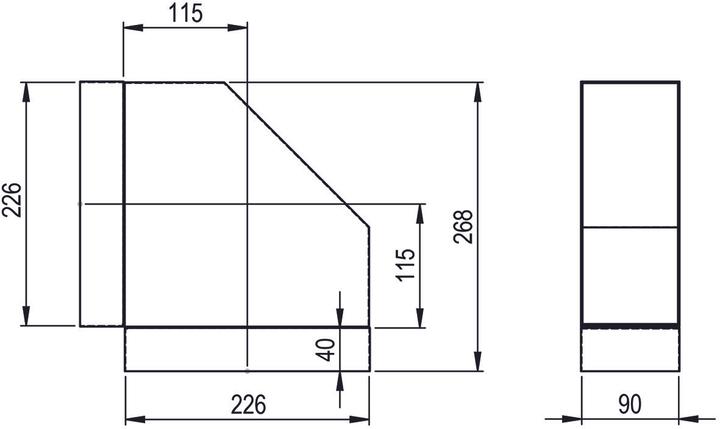 Actual product image Hastrag Bend short 90° for flat duct
