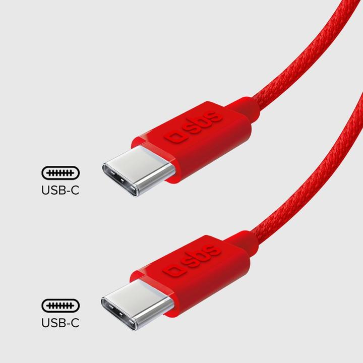 Produktbild SBS Tissue cable Type-C to Type-C 1.5m Rot (1.50 m, USB 2.0, 60 W)