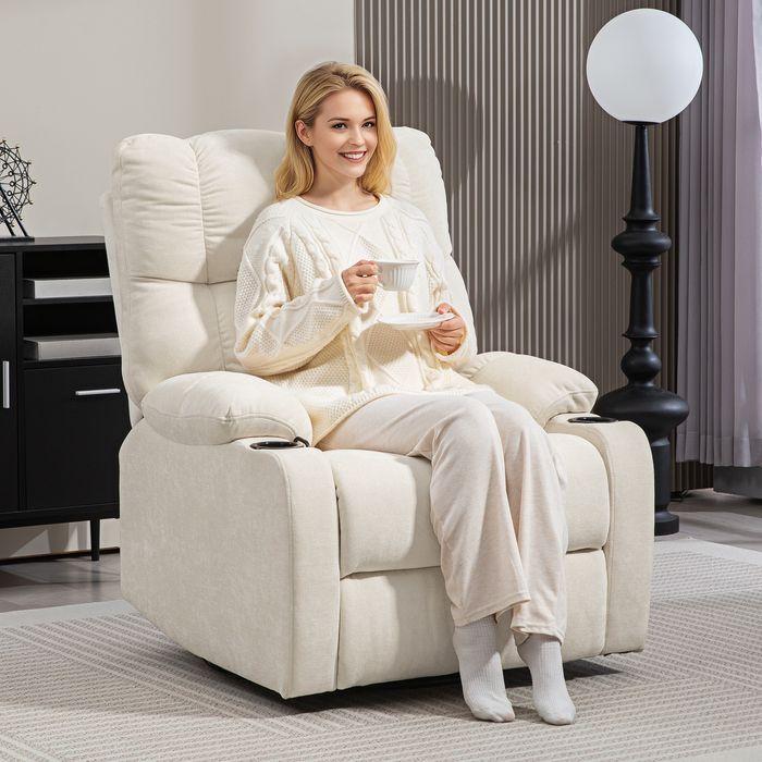 Image du produit Swisshandel24 Relaxsessel Drehbar Fernsehsessel mit Liegefunktion, Schaukelfunktion Beige