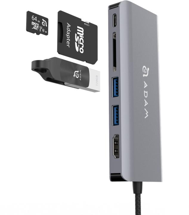 Image du produit Adam Elements Casa Hub A01 USB-C (000065) station grise (USB-B, 6 ports)