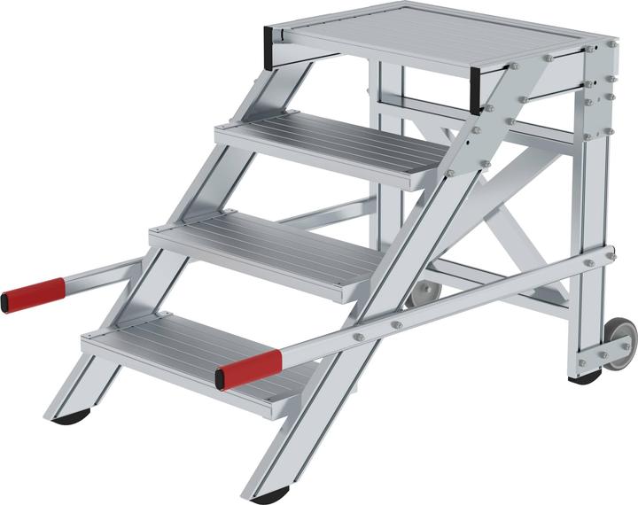 Munk Mobile work platform, step width 600 mm, aluminium ribbed 4 steps ...