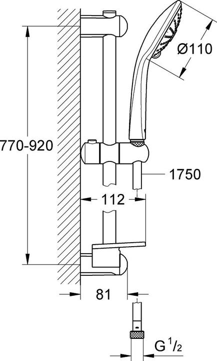 Image du produit Grohe Barre de douche EUPHORIA 110 Massage ha graph avec support
