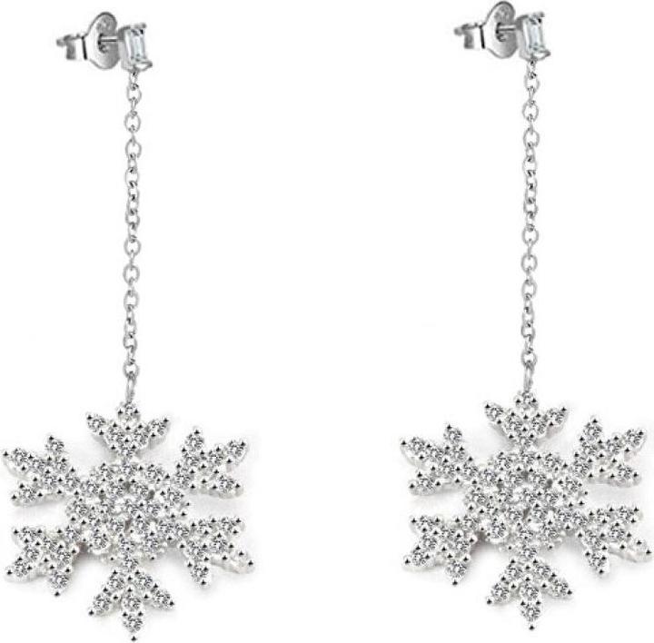 Productafbeelding Beneto Glimmend zilveren oorbellen Sneeuwvlokken AGUP2753 (L) (Zilver)