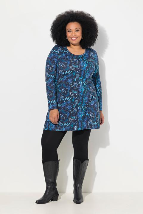 Produktbild Ulla Popken Longshirt, gemustert, A-Linie, Rundhals, Langarm (50, 52)