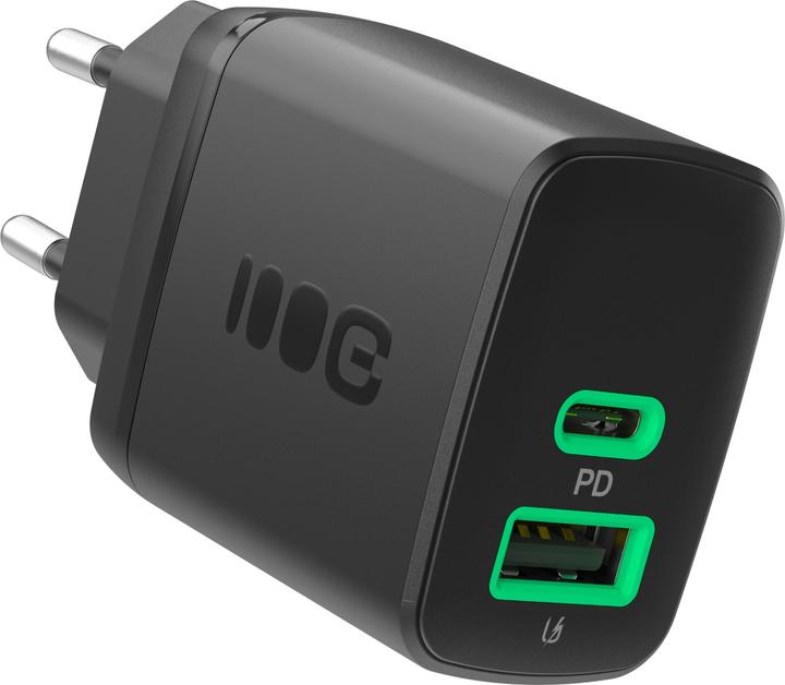 GreenCell PowerSource Duo30 Charger USB/USB-C Black Power Adapter 30W Power Delivery (30 W, 2 ports)
