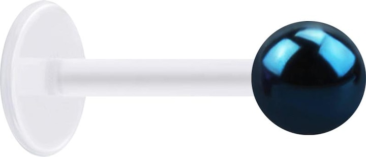 Produktbild Star Piercing Micro Labret transparent mit Kugel dunkelblau (ohne Messing, Chirurgenstahl 316L, Bioflex)