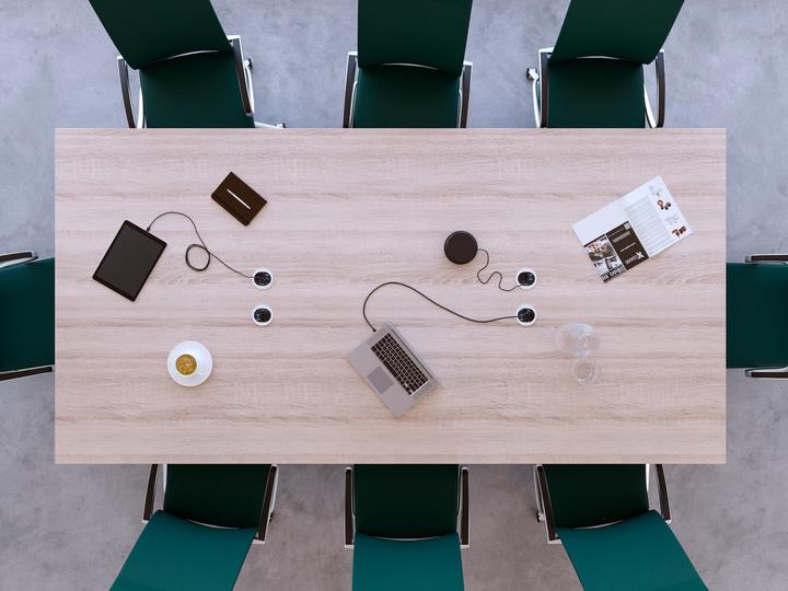 Actual product image IB Connect DIVUS power strip black 1x type 13 2x USB-C 1x RJ45