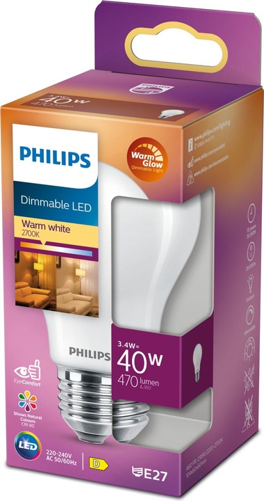 Image du produit Philips Lampe (E27, 3.40 W, 470 lm, 1 x, D)