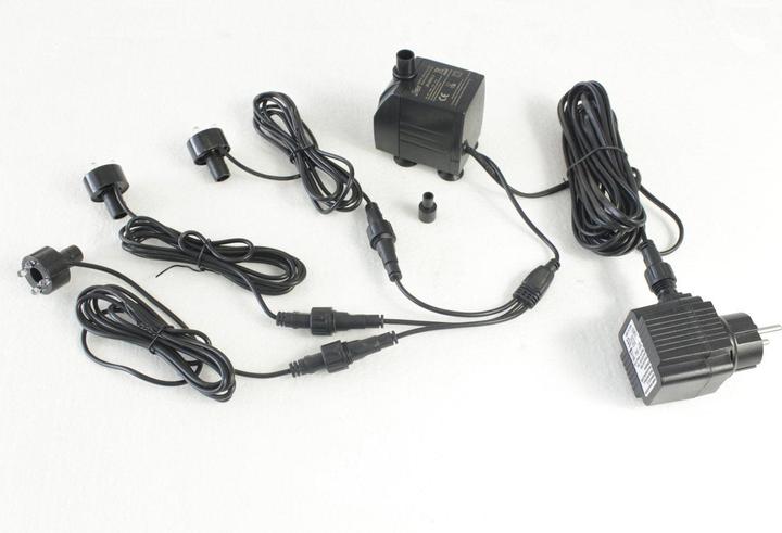 Produktbild Arnusa Springbrunnenpumpe mit 3X LED Beleuchtung 800L pro Stunde Warm Weiss