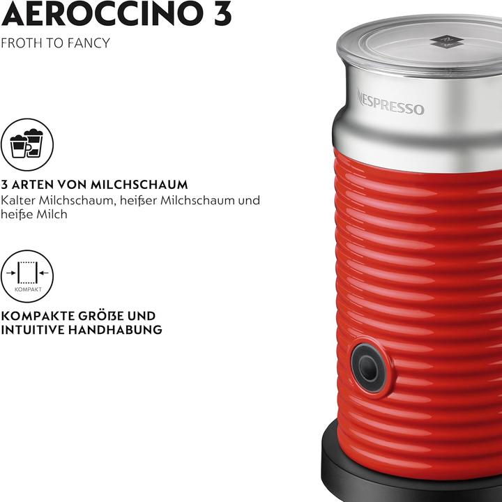 Image du produit NESPRESSO Aeroccino 3 Melkopschuimer - Elektrische melkopschuimer - Rood - max. 120ml (240 ml)