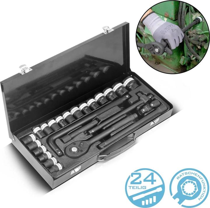 Produktbild Stahlwerk Steckschlüssel-Satz 24-teiliger Knarrenkasten mit 1/2" Umschaltknarre