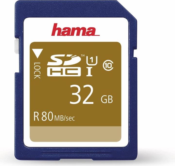 Image du produit Hama SDHC 32GB Classe 10 UHS-I (32 Go, SDHC, U1, UHS-I)