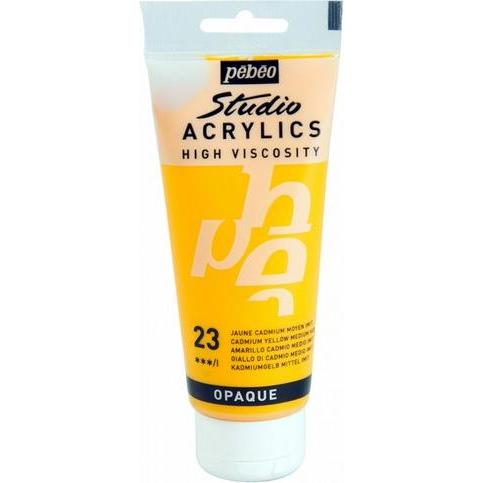 Pebeo, Künstlerfarbe + Bastelfarbe, Studio Acrylics Feine Acrylfarben (Kadmiumgelb Mittel Imit., 100 ml)
