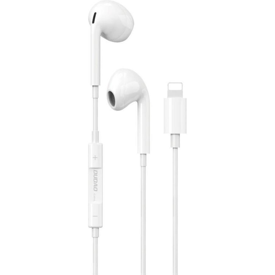 Dudao Wired headphones in-ear headphones with Lightning connector White, Cuffie