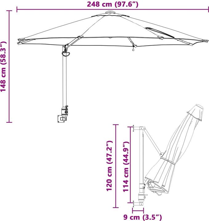 Image du produit vidaXL Garten-Sonnenschirm (2.48 m)
