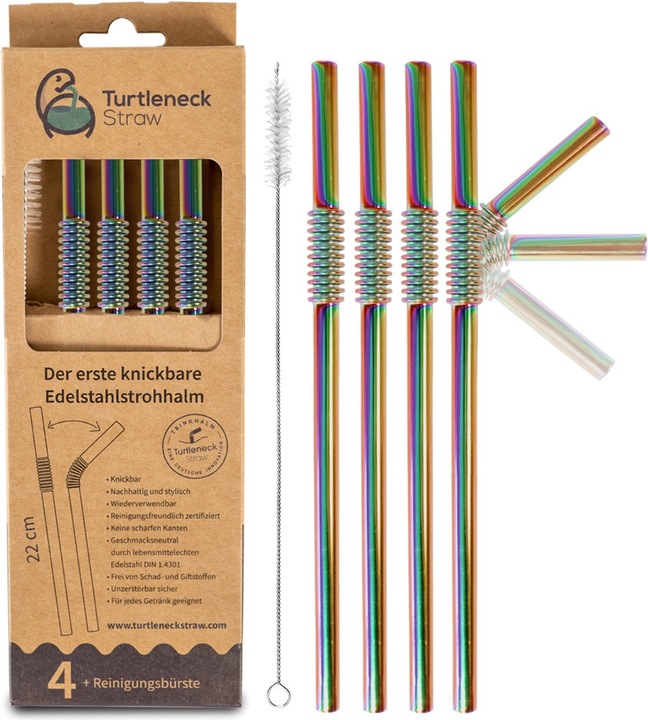 Image du produit Turtleneck Straw Pailles pliables en acier inoxydable (4 x)