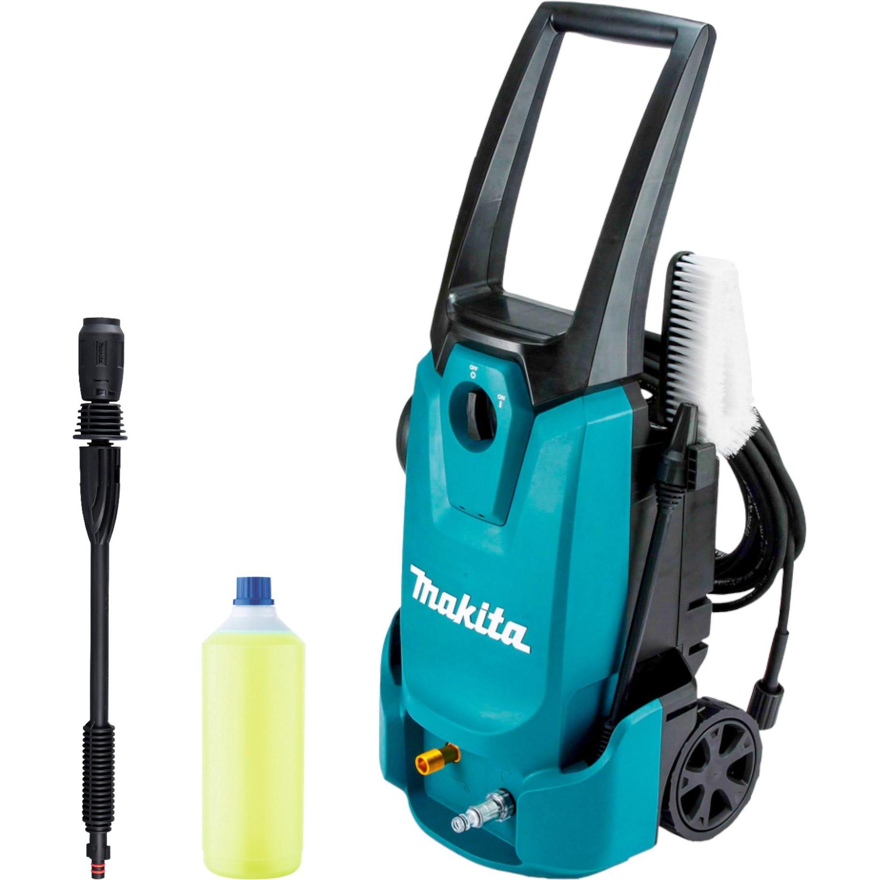 Makita, Hochdruckreiniger, HW 1200 Hochdruckreiniger 1800 Watt 120 bar 420 l/h + Sprühlanze + Universalreiniger (Netzbet...