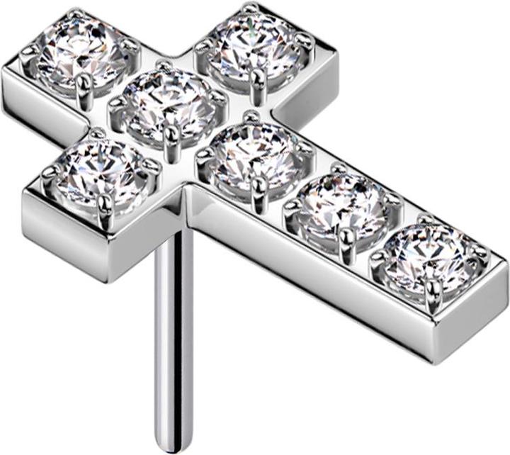Produktbild Star Piercing Threadless silber Kreuz Kristalle silber (ohne Messing, Chirurgenstahl 316L)
