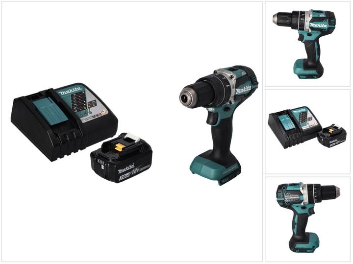 Makita DHP 484 RF1 Accu-slagboormachine 18 V 54 Nm Borstelloos + 1x oplaadbare accu 3.0 Ah + lader