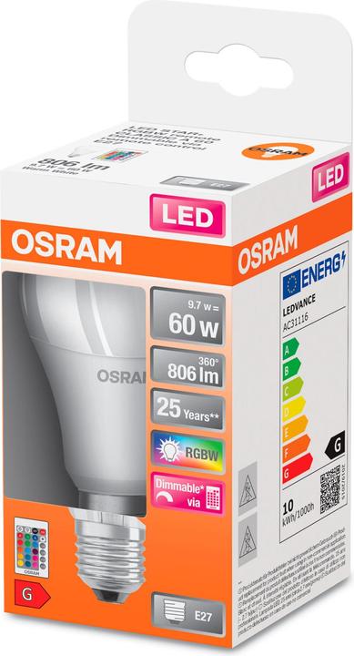 Immagine prodotto Osram Star+ Remote Control Rgbw (E27, 9.70 W, 806 lm, 1 x, G)