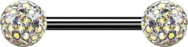 Immagine prodotto Star Piercing Barbell nero con due sfere di cristallo multicolore strato protettivo epossidico (Titanio G23, senza ottone)
