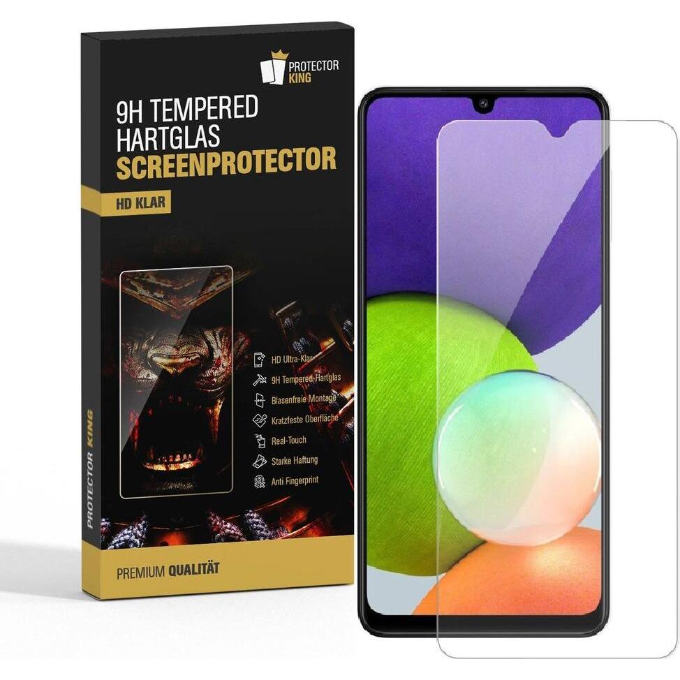 Protectorking 2x echtes Tempered 9H Panzerhartglas 3D KLAR (2 Stück, Samsung Galaxy A22), Smartphone Schutzfolie