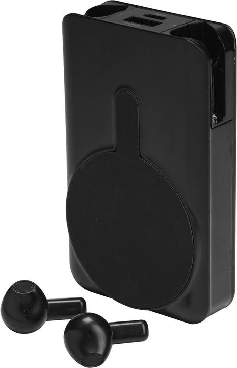Productafbeelding Denver Powerbank + Bluetooth Earbuds - Black Powerbank - Sort - 5000 mAh (5000 mAh, 5 W, 5 Wh)