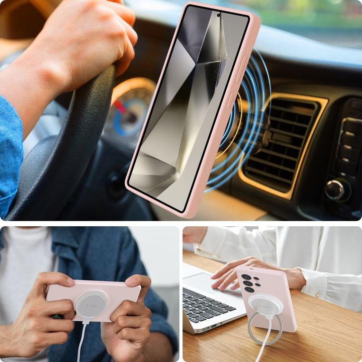 Productafbeelding Tech-Protect Vloeibare Silicone MagSafe hoes voor Samsung Galaxy S25 Ultra - Roze (Samsung Galaxy S25 Ultra)