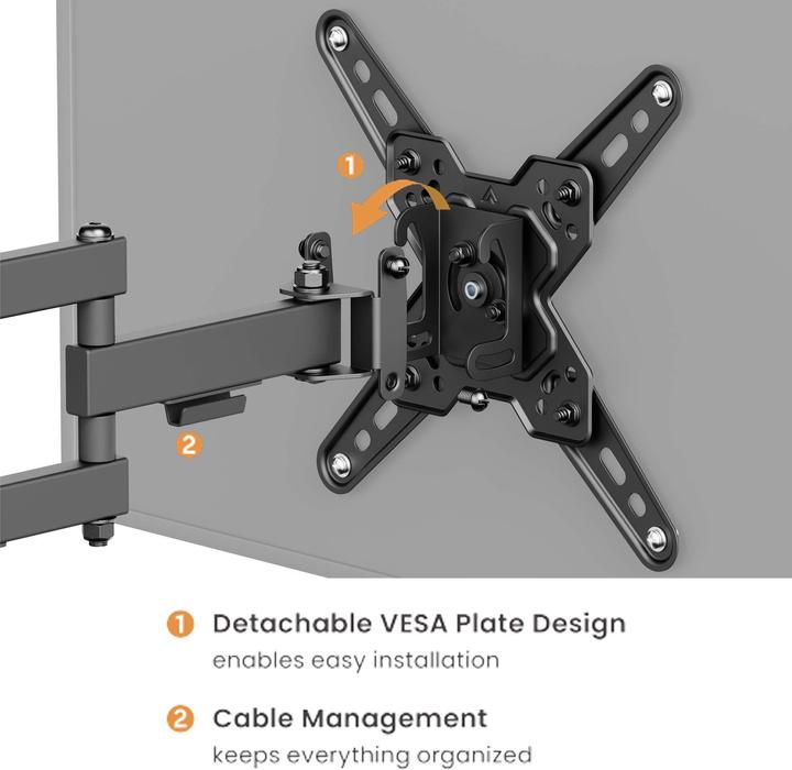 Produktbild Wiltec TV Halterung 13"–43" TV Wandhalterung schwenkbar 20kg Fernsehhalterung (Wand, 43", 20 kg)