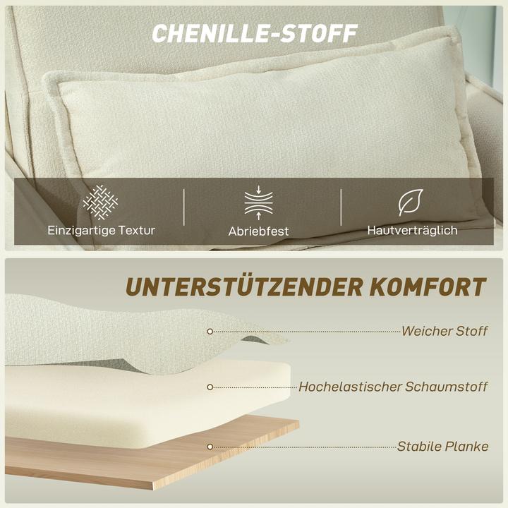 Immagine prodotto Homcom Schlafsessel Polyester, Eukalyptusholz Cremeweiss