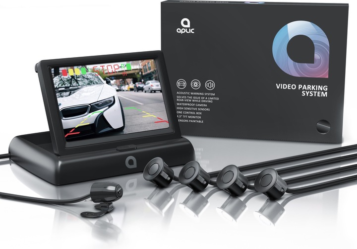 Image du produit Aplic Caméra de recul, aide au stationnement avec 4x capteurs de stationnement, caméra & écran 4,3" avec