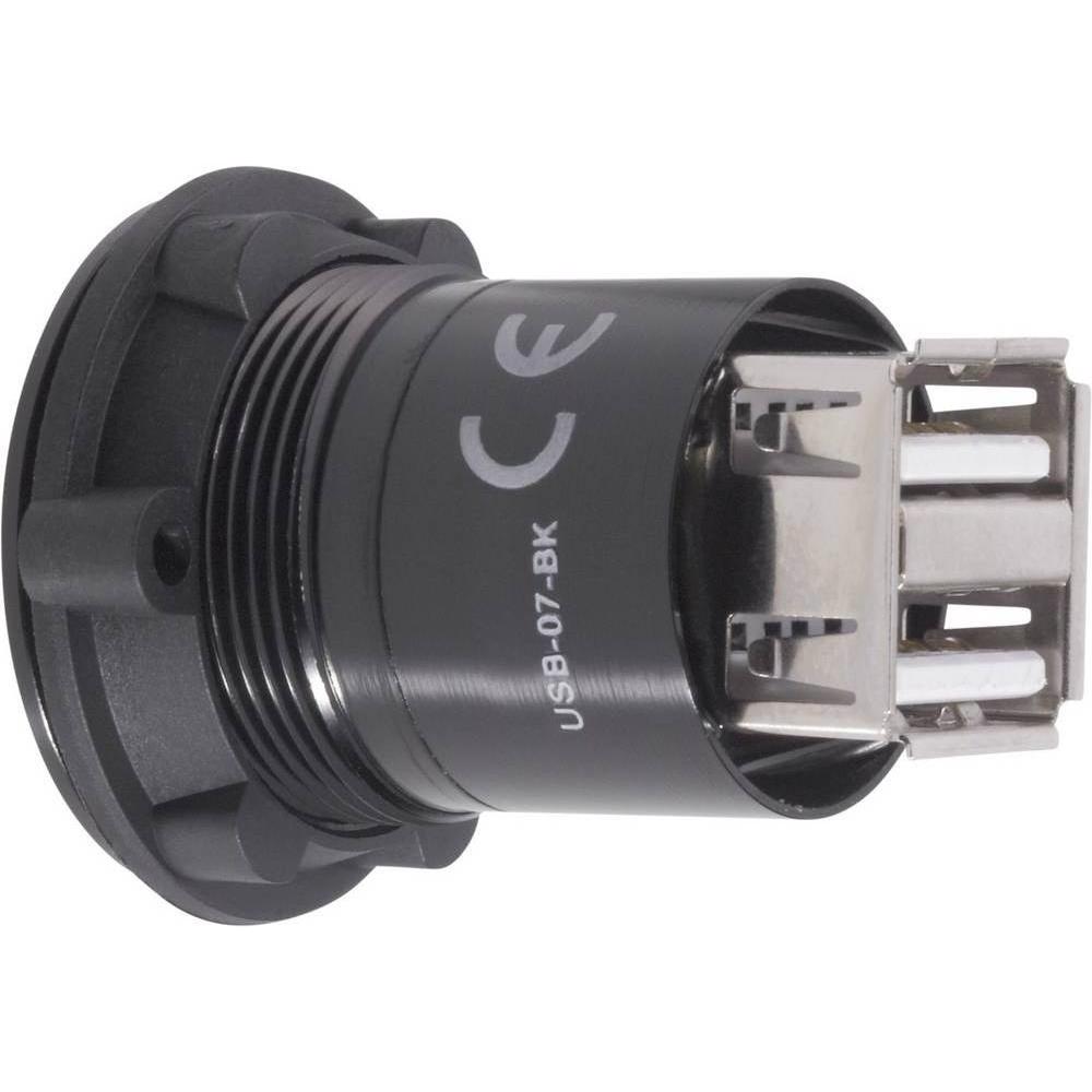 Thumbnail - Tru Components USB Doppeleinbaubuchse 2.0, Elektronikkabel + Stecker, Schwarz