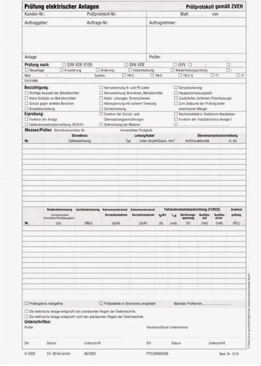 Produktbild Beha Amprobe Prüfprotokoll nach DIN VDE 0100