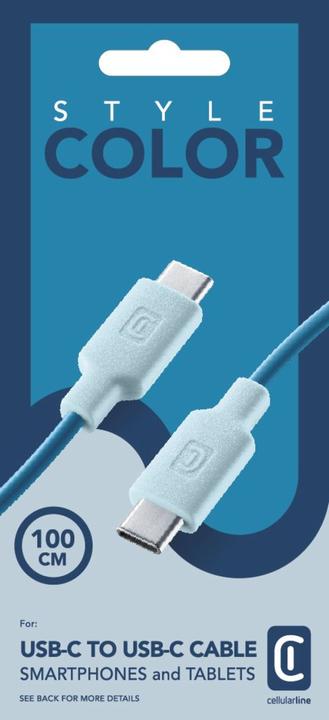 Produktbild Cellularline Stylecolor Cable 100cm - USB-C to USB-C (1 m, USB 3.2 Gen 1)