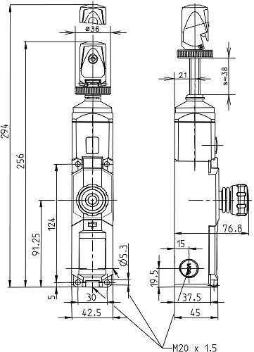 Produktbild Bernstein Seilzugschalter SRU2ZNAQF-300-L0-0-0