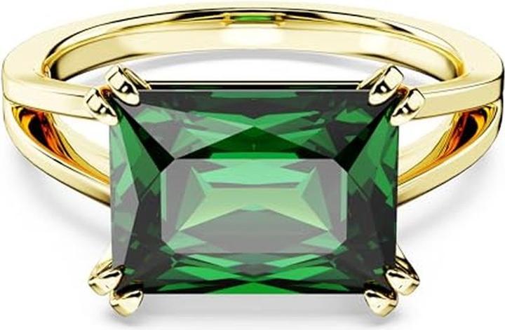 Swarovski Matrix Cocktail Ring Rectangle Cut Green Gold (55)