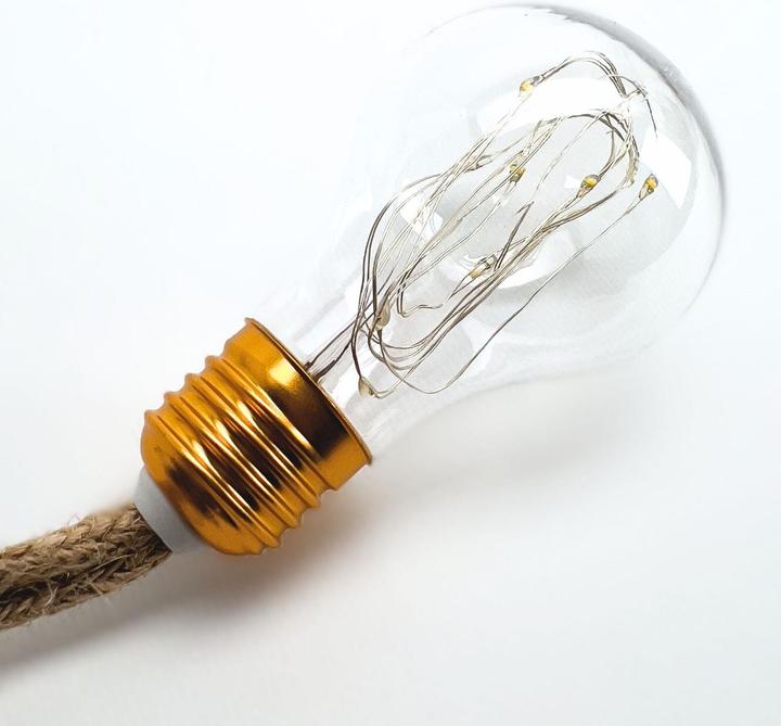 Image du produit Hermex LED-Hanfseil-Lichterkette Solar-Leuchtkette Gartenbeleuchtung Lampe (8 m)