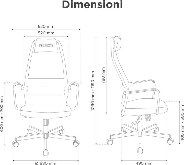 Image du produit Noua Drehbarer, höhenverstellbarer Gaming- und Bürostuhl mit atmungsaktiver Netzbespannung
