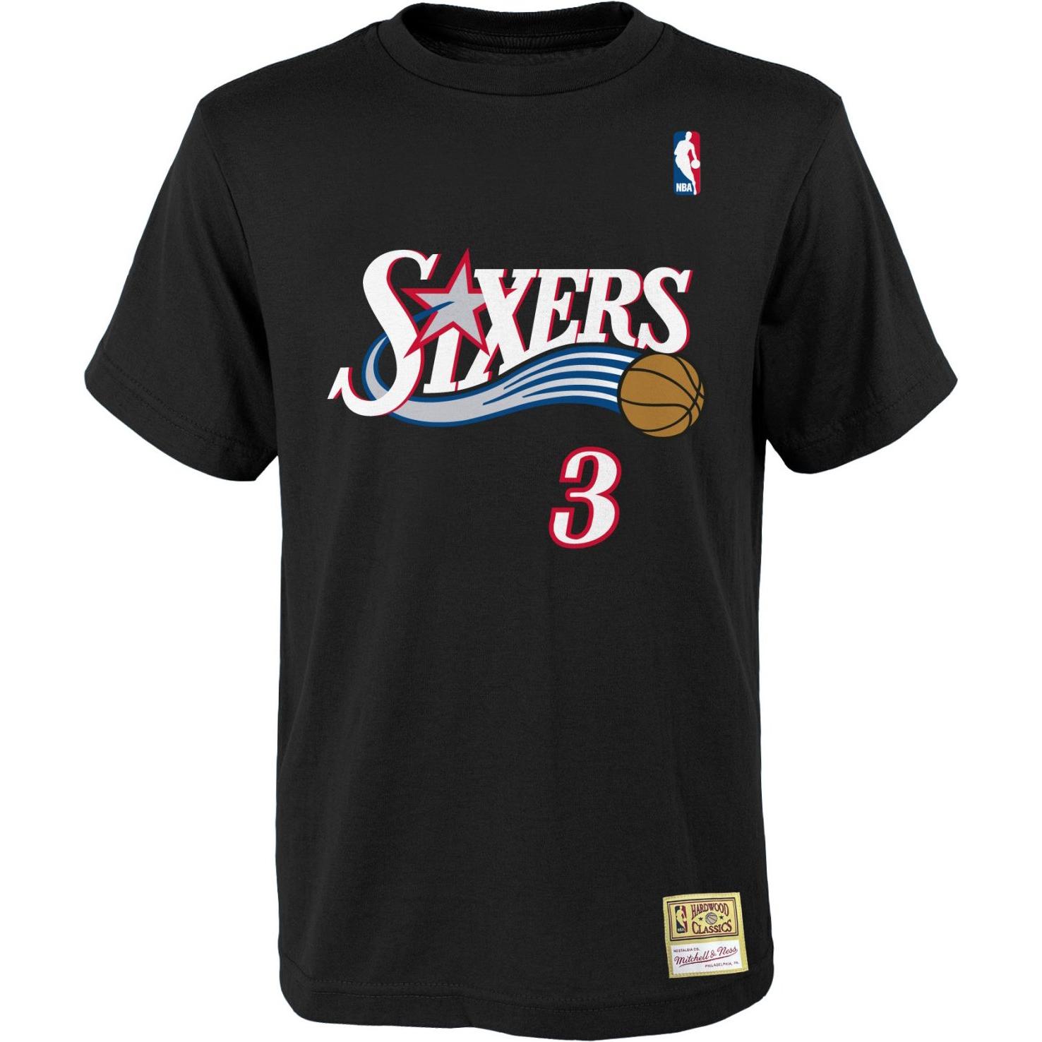 Mitchell & Ness, Herren, Shirt, NBA Philadelphia 76ers Allen Iverson T-Shirt Herren, Schwarz, (M)