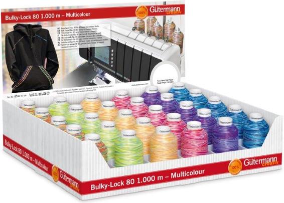 Image du produit Gütermann Présentoir de fils bouffants Bulky-Lock 80, multicolore Miniking 1'000 m, No. 80, 30 pces, 100 (1000 m)