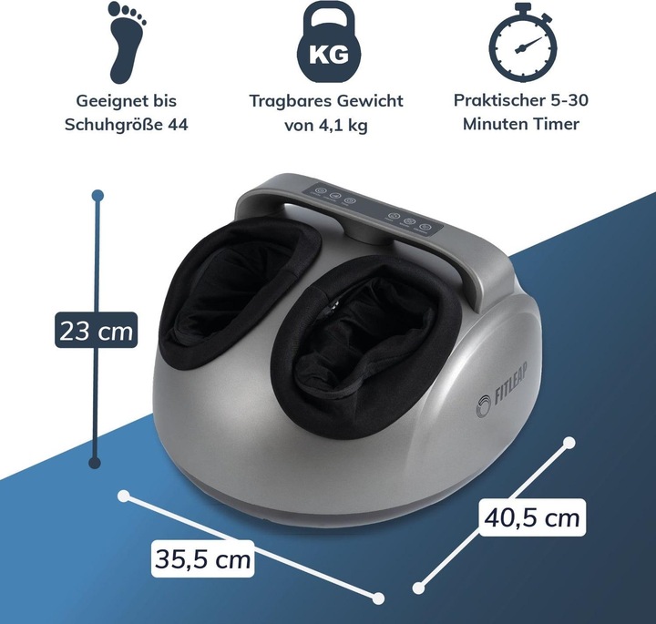Produktbild Fitleap Fussmassagegerät 9 Intensitäten, 5 Programme, bis Gr. 44, inkl. Fernbedienung, Wärmefunktion
