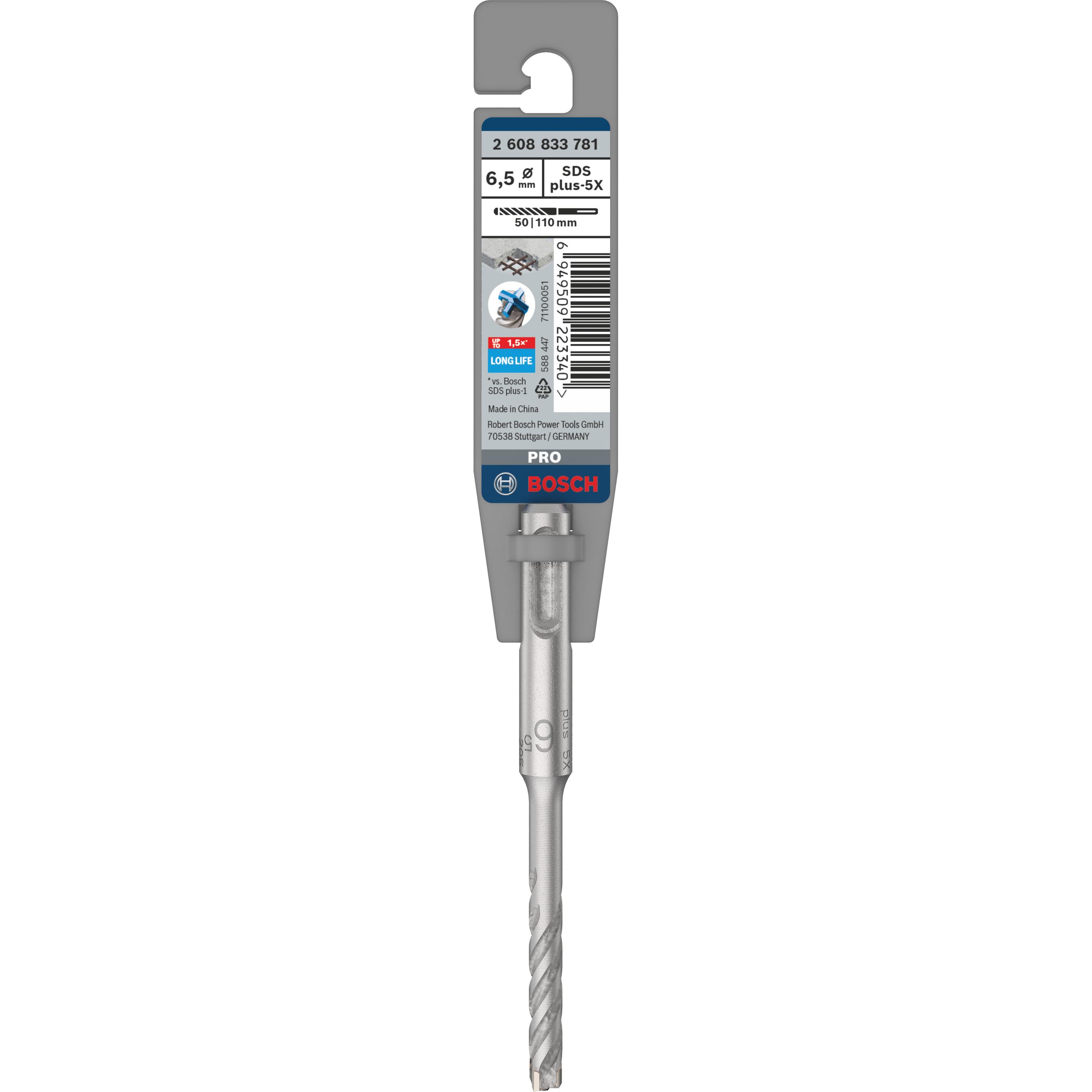 Thumbnail - Bosch Zubehör, Bohrereinsatz, PRO SDS plus-5X Hammerbohrer, 6,5 x 50 x 110 mm (6.5 Millimeter)